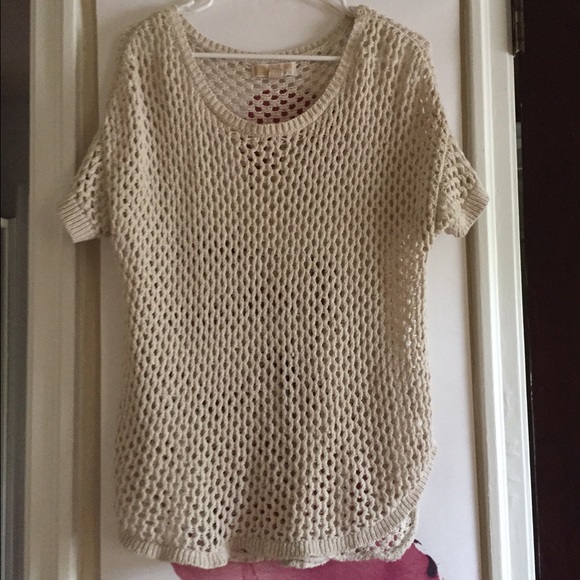 MICHAEL Michael Kors Cream Short Sleeve Sweater.