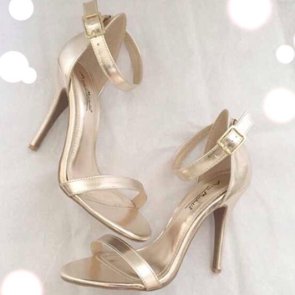 Gold Strap Heels - 7