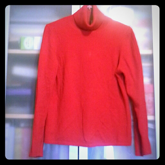 Bright red cashmere turtleneck