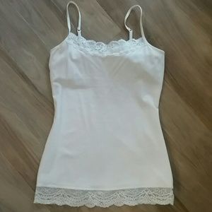 Express Sexy stretch white lace detail tank