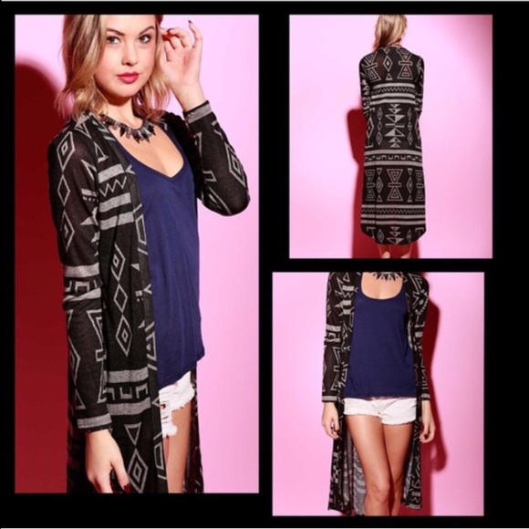 Aztec maxi length cardigan