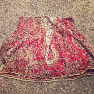 Red printed paisley skirt