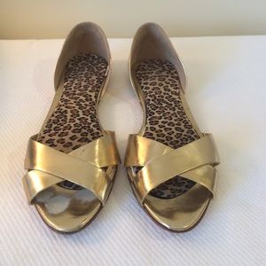 Jcrew gold metallic leather shoes