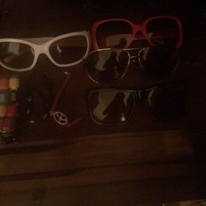 Bracelets, sunglasses, jewelry box