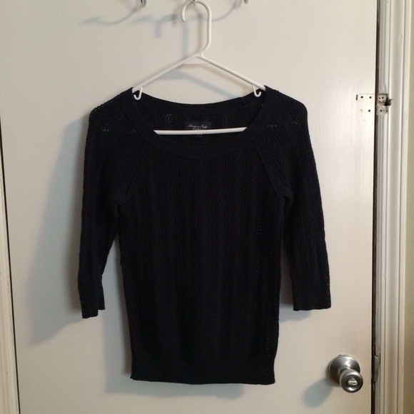 Navy Blue Crochet Sweater
