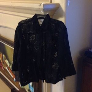 Geometric black linen blouse.
