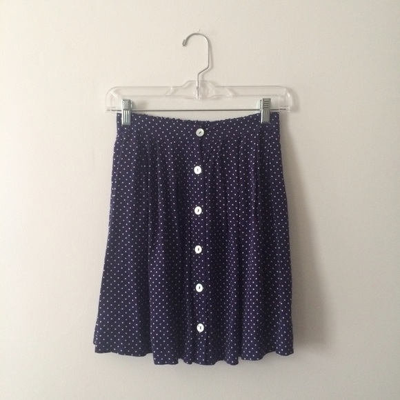 Navy and White Polka Dot Skirt