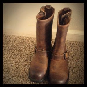 Frye engineer 12" dark brown boots size 6.5