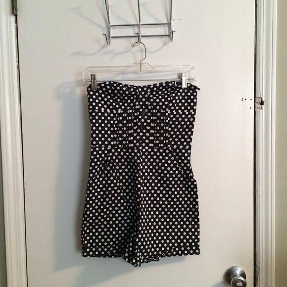 NEVER WORN Blue and White Polka Dot Romper