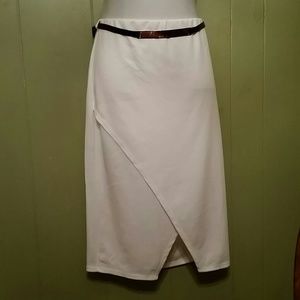 Plus size sexy split front white skirt.