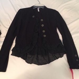 Blazer style jacket with button and ruffle detail