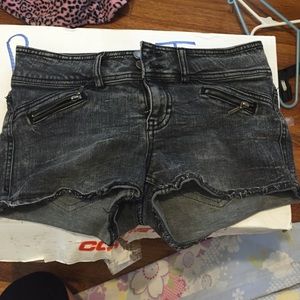 Dark grey distressed shorts