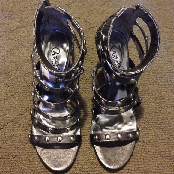 Carlos Santana silver studed gladiator heels - Picture 1 of 3