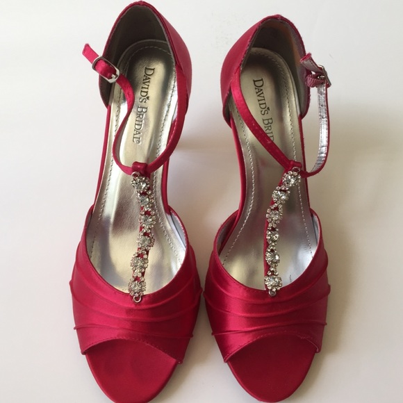 David's Bridal cherry red heals
