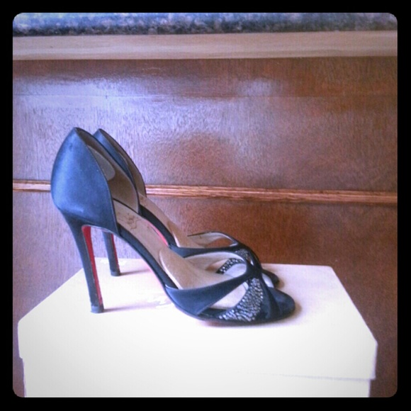 Authentic Christian Louboutin black open toe heels
