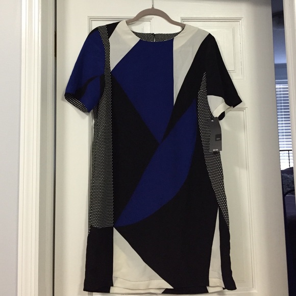 Mossimo blue black white geo print dress SZ small