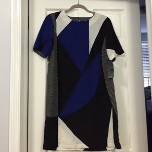 Mossimo blue black white geo print dress SZ small