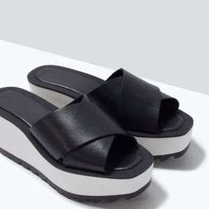 Zara Black and White Wedges.