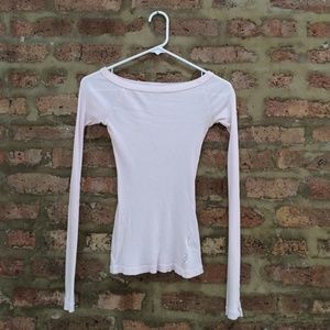 James Perse Pink Boat Neck Long Sleeve Shirt