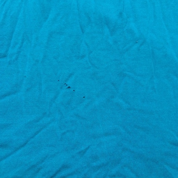 Teal/blue summer shirt with crochet neck - Picture 3 of 4