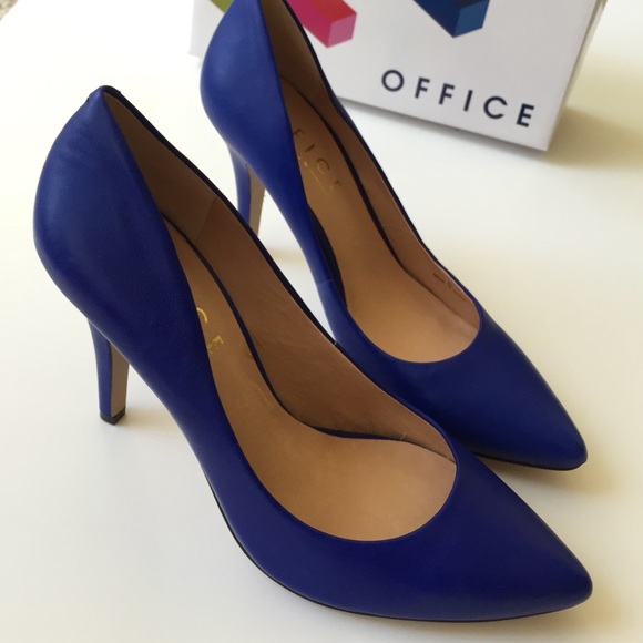 NWT Top Shop Office blue leather 4 in heels