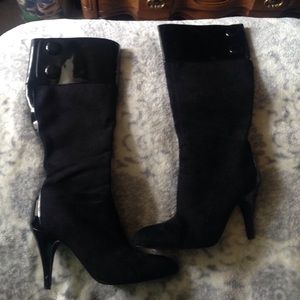 Black suede/ pleather boots