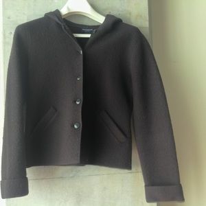 Chocolate Brown Wool Hoodie Jacket