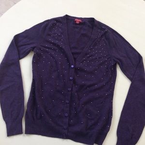 Beautiful purple pearl-front cardigan