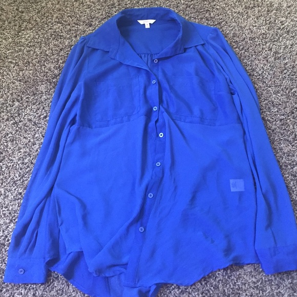 Blue button down blouse