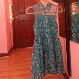 PacSun Teal Collared Floral Dress