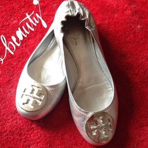 Tory Burch Silver Reva Ballet Flats
