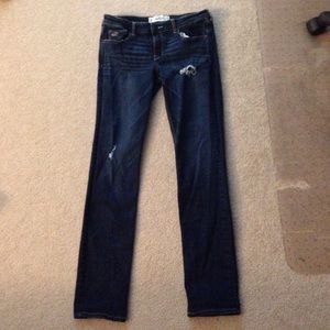 Hollister ripped dark wash jeans 9R
