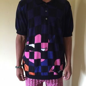 Multicolored checkered collared shirt