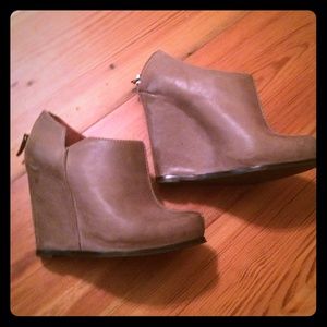 Taupe wedge booties