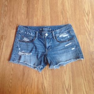 American Eagle Black Rhinestone Detail Jean Shorts