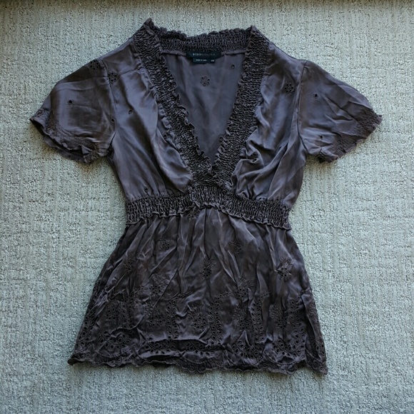BCBG MaxAzaria Silk eyelet top