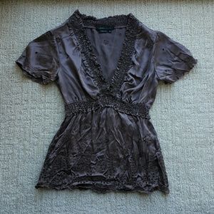 BCBG MaxAzaria Silk eyelet top