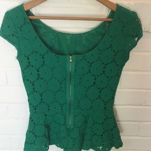 Emerald green lace top