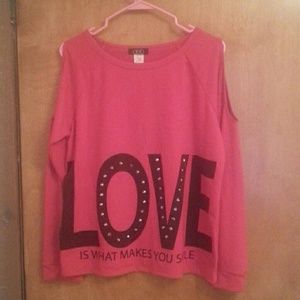 Studded long sleeve shirt with cut out shoulders