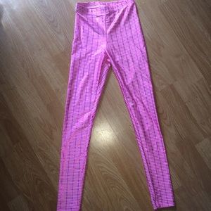 Pink metallic leggings