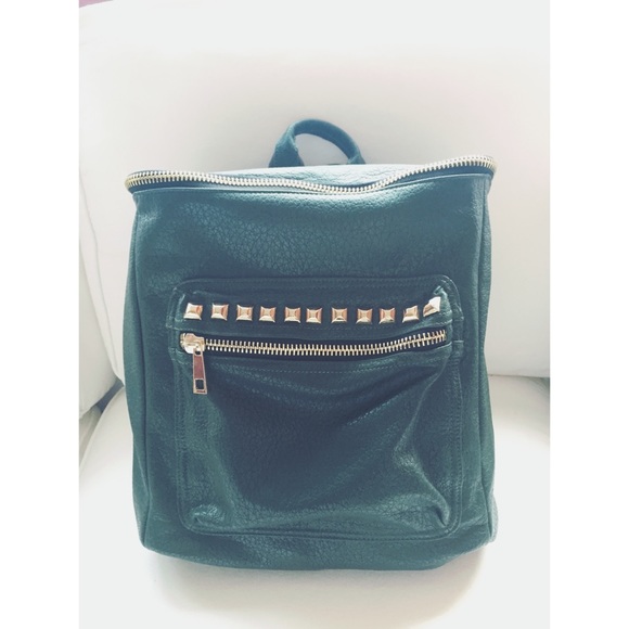 LF Green faux-Leather Studded Backpack