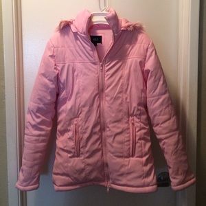 Pink Puff Jacket with Fur trim Hood