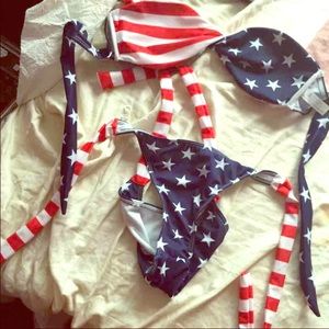 Red white and blue twist bikini