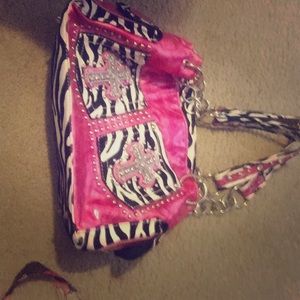 Hot pink and zebra purse