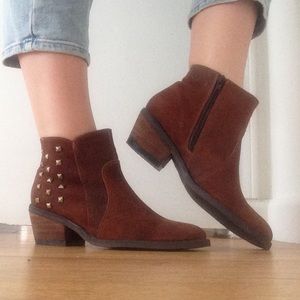 Brown studded ankle boots