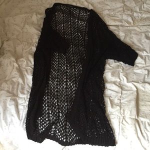 Long black knit cardigan