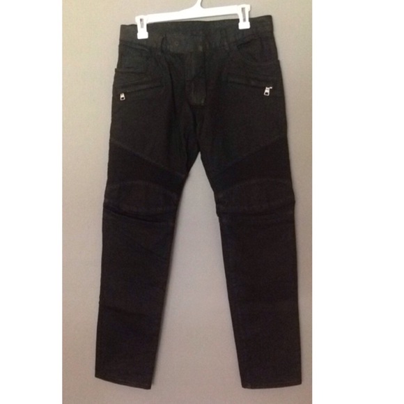 Balmain Black Moto Jeans