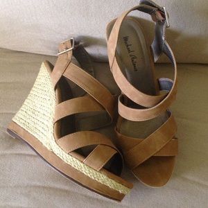 Tan wedge 4" sandals