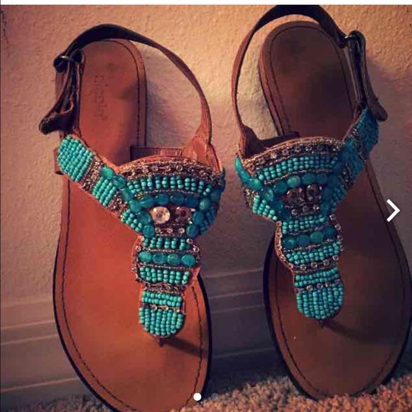 Blue Beaded Sandals