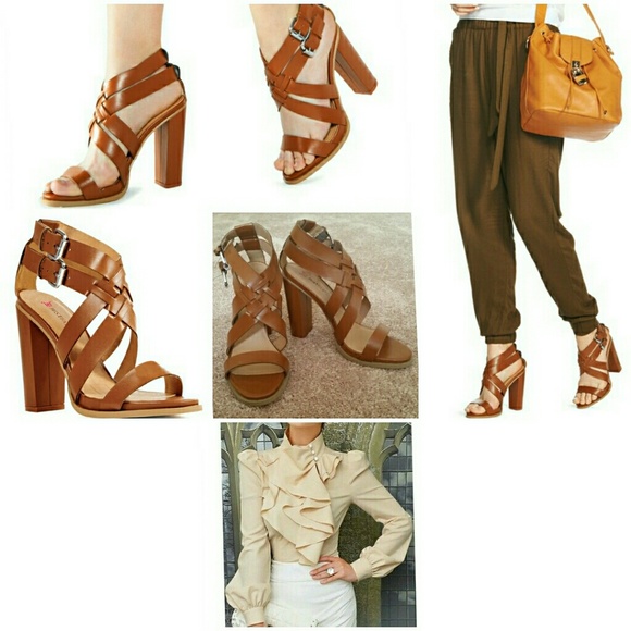 LIKE NEW WORN ONLY ONCE brown open toe block heels